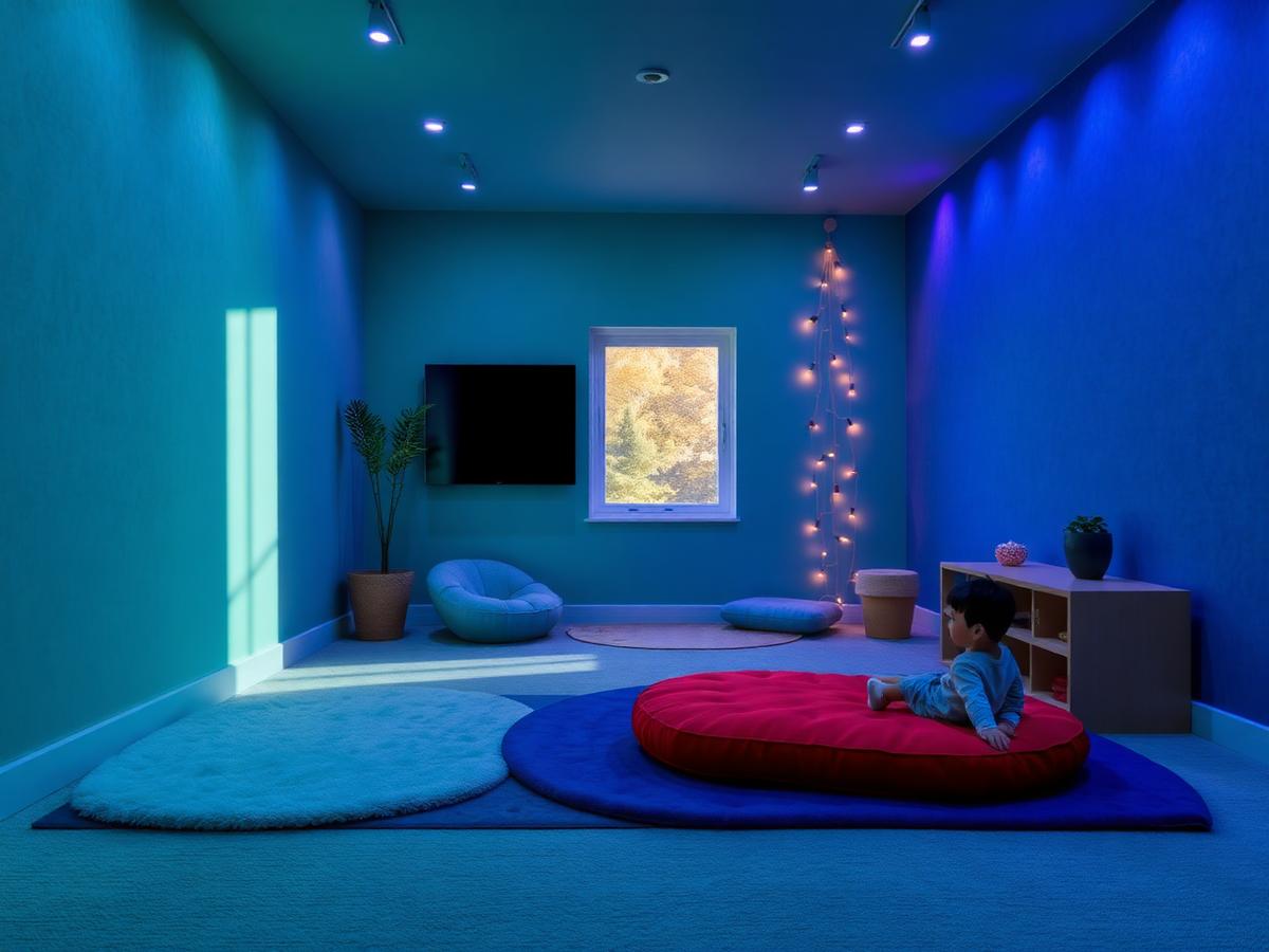 Sensory integration room with fiber optics and tactile walls